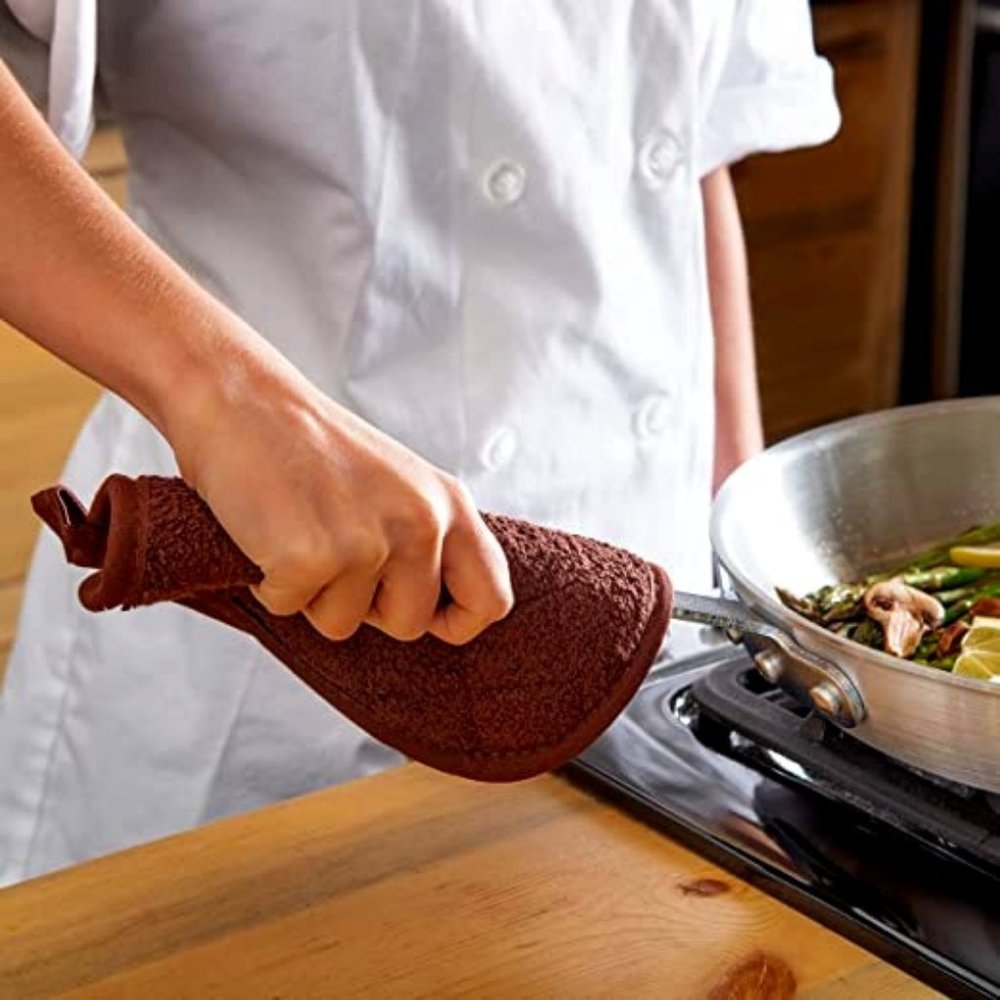 12 Cotton Terry Cloth Square Potholders, 8 Inches, Brown, (Pack of 12) New